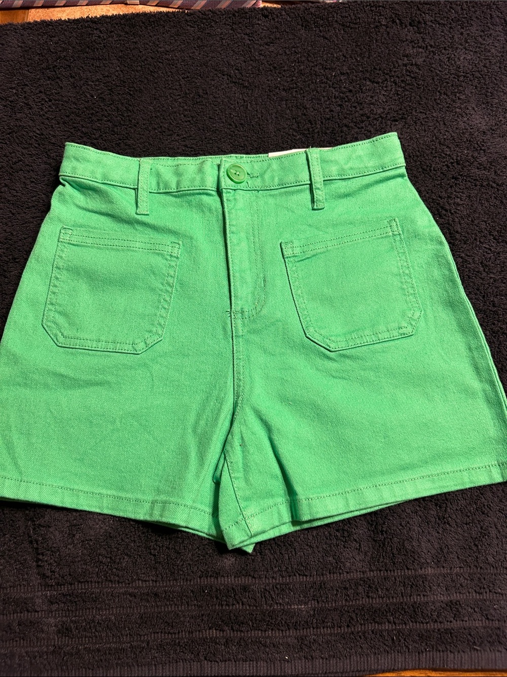 Epic Threads Vibrant Green High-Waist Cotton Shorts Girls size 14